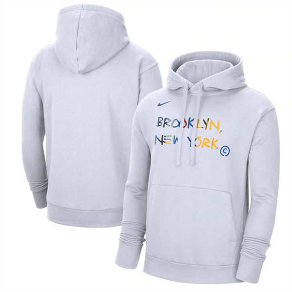 Men's Brooklyn Nets White 2022/23 City Edition Essential Pullover Hoodie